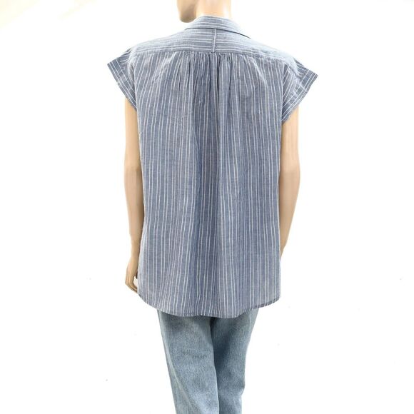 Nili Lotan Normandy Shirt Tunic Top Striped Printed Cotton Oversized XS 283652 - Picture 8 of 10